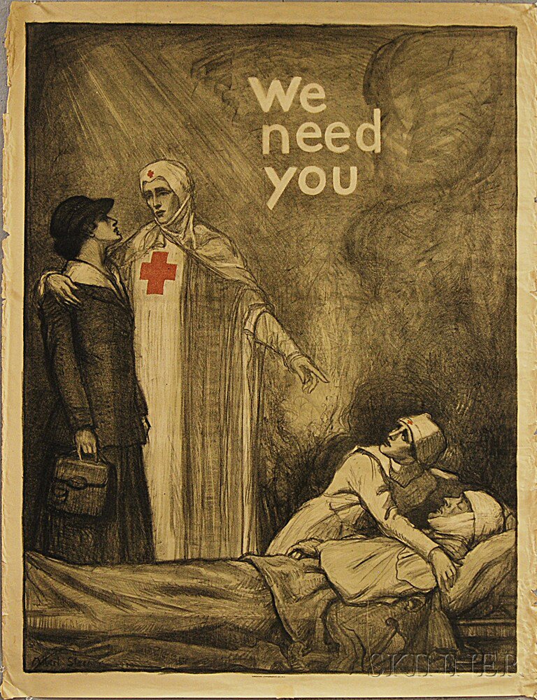 Appraisal: Albert Steiner We Need You Red Cross WWI Lithograph Poster