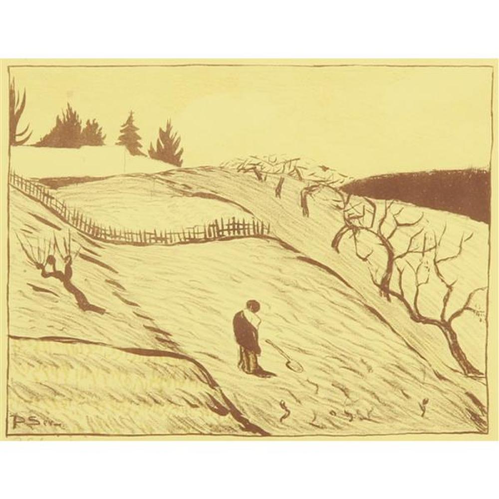 Appraisal: PAUL SERUSIER - PAYSAGE NO LITHOGRAPH IN SEPIA ON CANARY