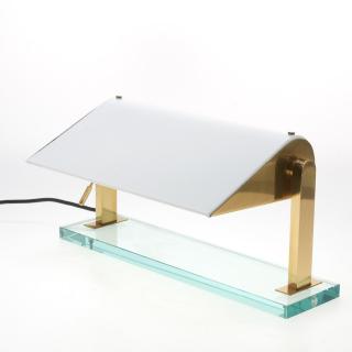 Appraisal: Karl Springer glass brass desk lamp Karl Springer glass brass