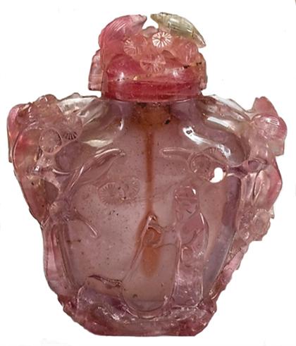 Appraisal: Good Chinese rose quartz snuff bottle late th century Of