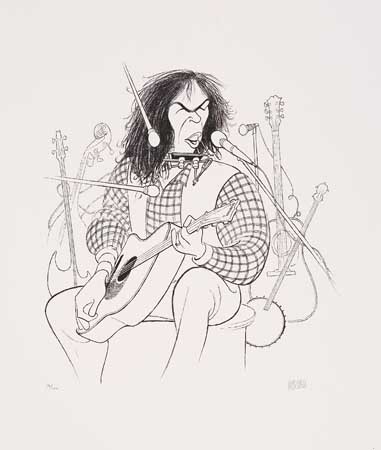 Appraisal: AL HIRSCHFELD Neil Young Lithograph x mm x inches Signed