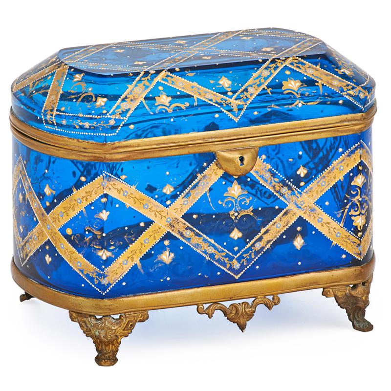 Appraisal: MOSER GLASS JEWELRY CASKET Attr Condition Report