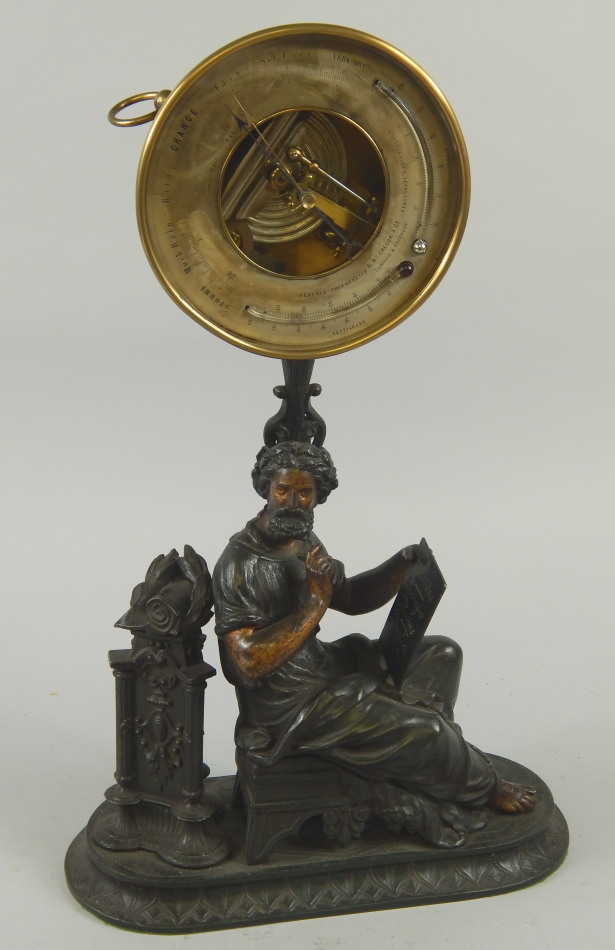 Appraisal: A Victorian spelter barometer the silvered dial stamped D McGregor