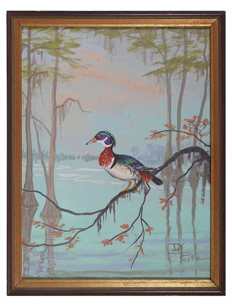 Appraisal: JOY POSTLE Oil on Board Painting Wood Duck Painting on