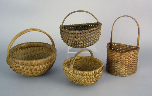 Appraisal: Four small splint baskets ca