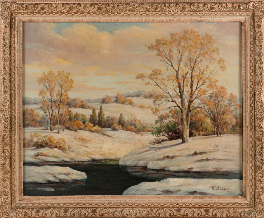 Appraisal: THOMAS FENTON AMERICA MID- TH CENTURY SNOW ON THE HILLSIDE