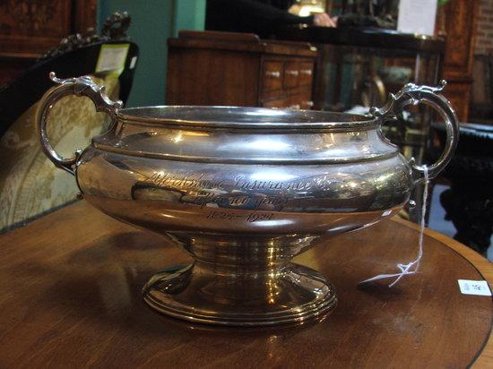 Appraisal: A SILVER TWO HANDLED BOWL of plain form with case