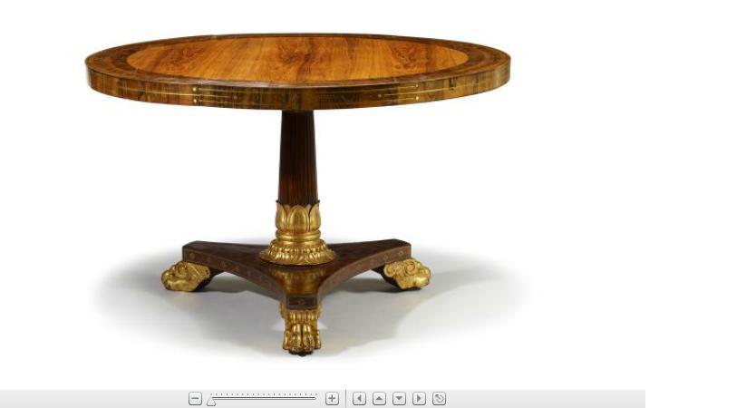 Appraisal: Regency style rosewood parcel-gilt and brass inlaid center tableThe inlaid