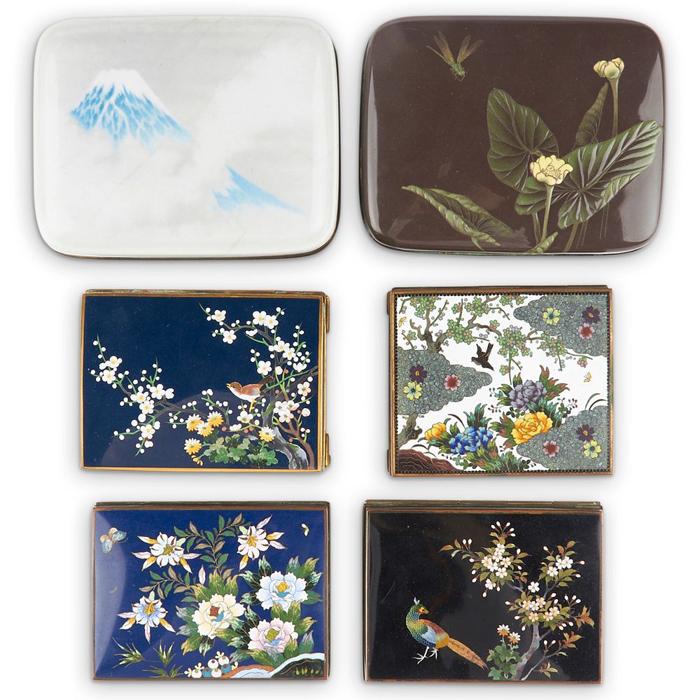 Appraisal: Grp Japanese Cloisonne Enamel Boxes Group of six Japanese cloisonne