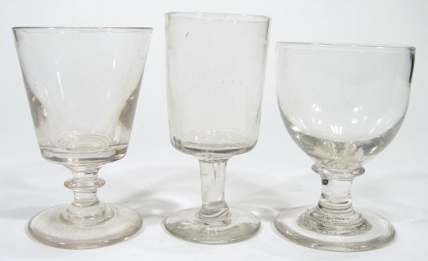 Appraisal: Three th Century clear glass rummers largest cm high