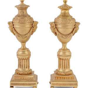 Appraisal: A Pair of English Gilt Bronze Cassolettes in the Style