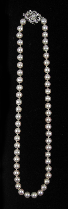 Appraisal: PRINCESS LENGTH WHITE PEARL NECKLACE measuring - inches in length