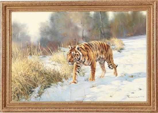 Appraisal: Donald Grant British - TIGER IN NATURE oil on canvas