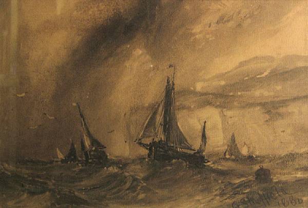 Appraisal: George Sheffield British - A pair of marine drawings also