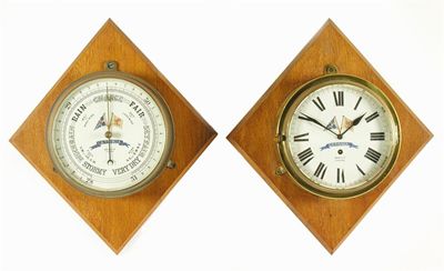 Appraisal: A brass cased bulkhead type clock with a platform escapement