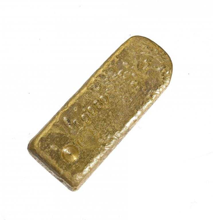 Appraisal: A GOLD BAR wedge shaped stamped SAO seal and F