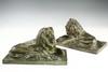 Appraisal: BOOKENDS - Pair of cast bronze recumbent lion bookends by