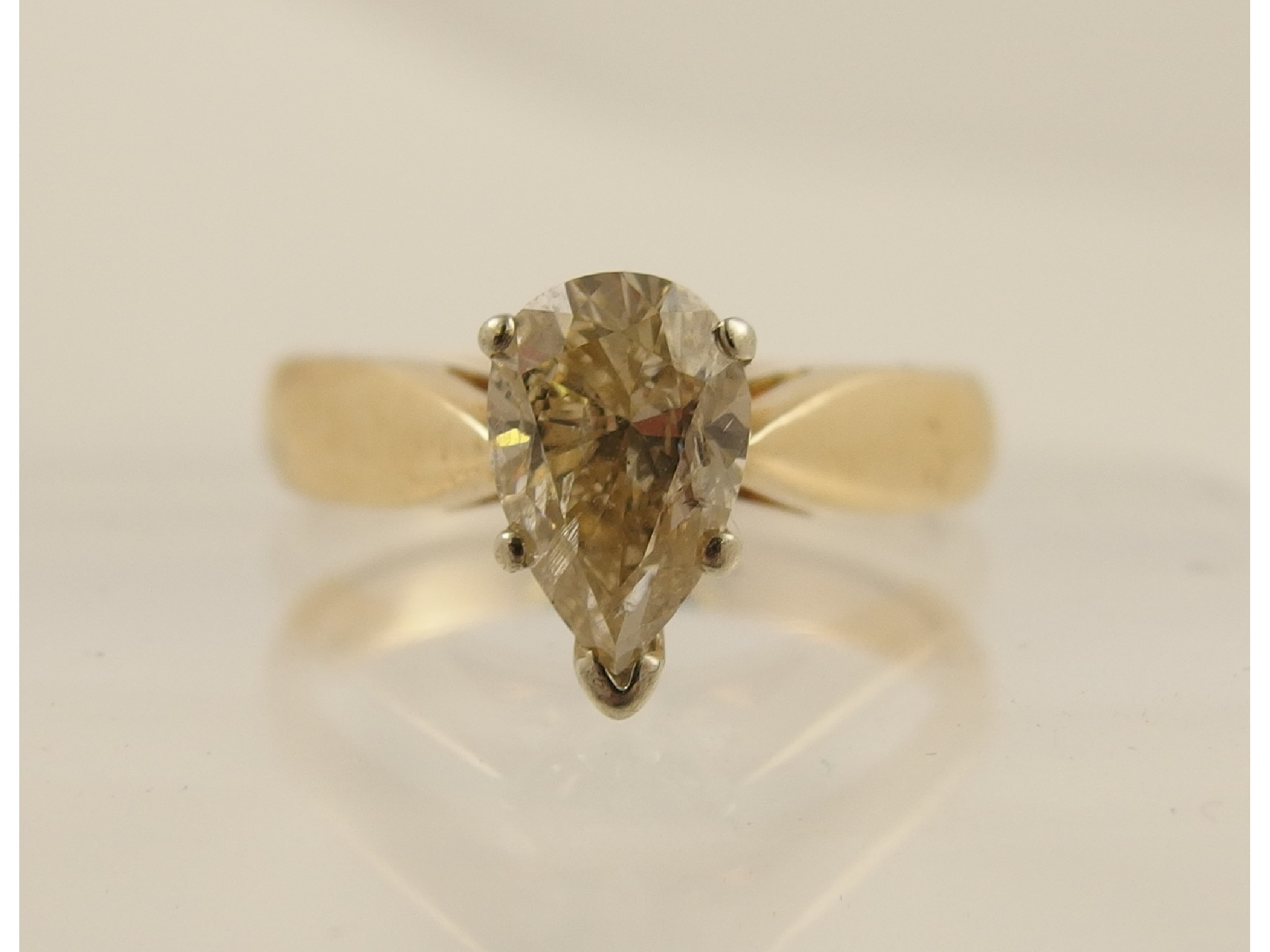 Appraisal: A ct pear shaped solitaire diamond ring of approx cts