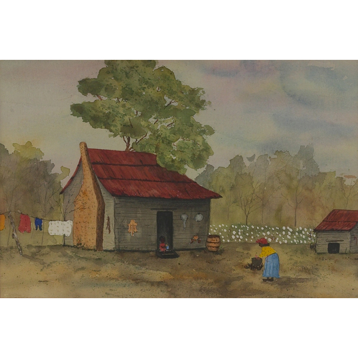 Appraisal: Artist Unknown Farm Scene c watercolor