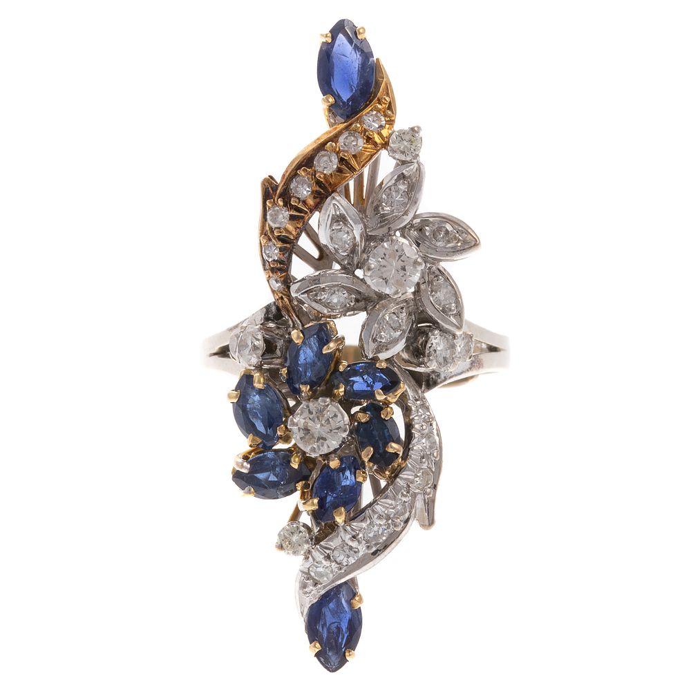 Appraisal: A Sapphire Diamond Double Flower Ring in K K yellow