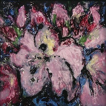 Appraisal: Lucette Johnson American Contemporary Rhododendron Night Reverse painting on glass