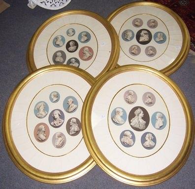 Appraisal: A set of four oval prints depicting facsimiles of portrait