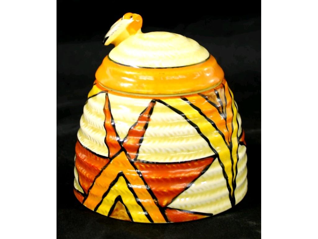 Appraisal: Clarice Cliff 'Sunburst' Bizarre beehive honey pot and cover high