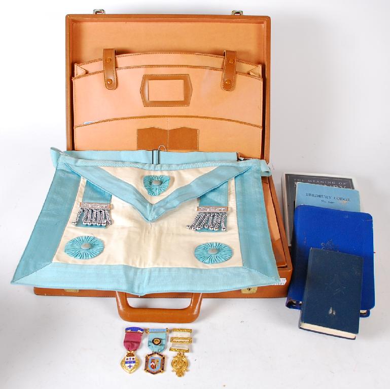 Appraisal: QUANTITY OF MASONIC REGALIA IN AN ATTACHE CASE including THREE