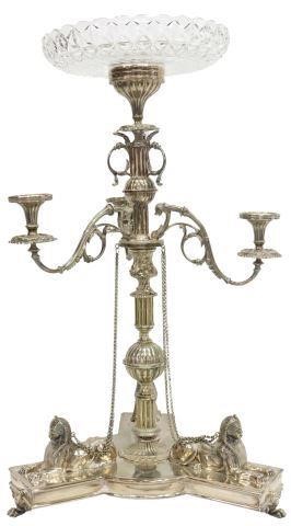 Appraisal: English Egyptian Revival silverplate epergne centerpiece Walker Hall late th