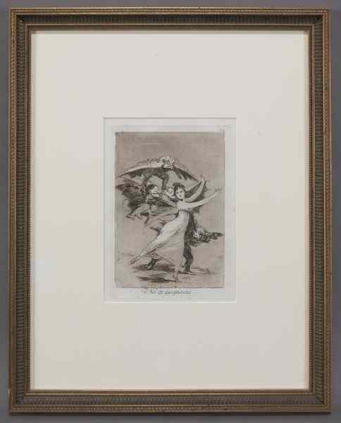 Appraisal: Francisco de Goya etching titled ''No teescaparas'' pl from Los