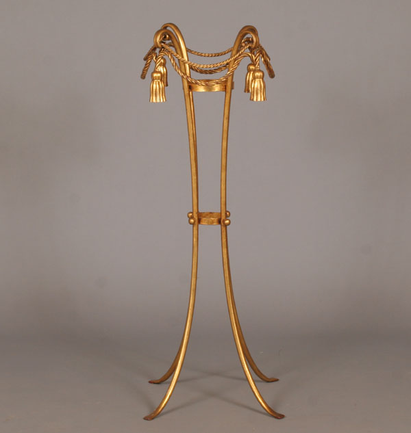 Appraisal: Gilt rope and tassel painted metal plant stand H x