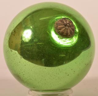 Appraisal: Antique Green Blown Glass Ball Form German Kugel - diameter