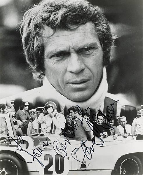 Appraisal: A signed photograph of Steve McQueen measuring x in