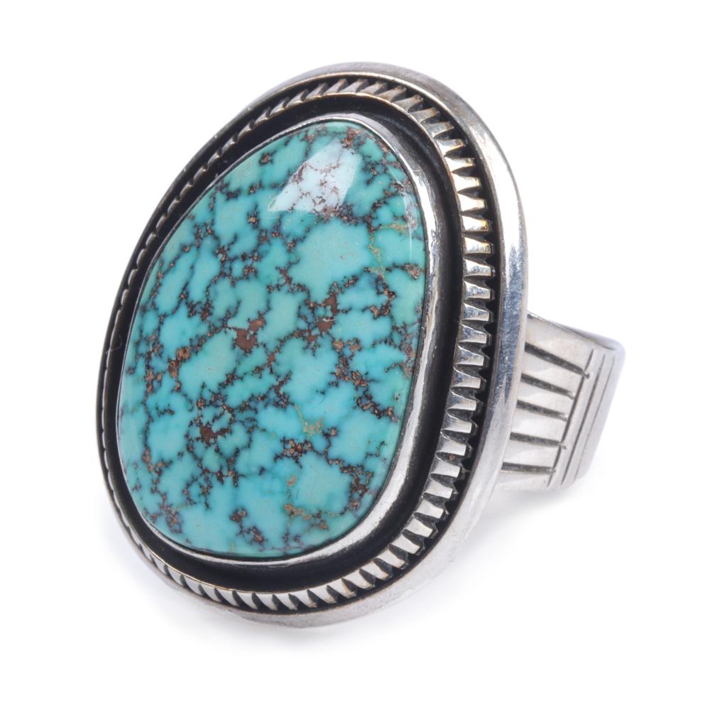 Appraisal: LEONARD NEZ NAVAJO NATIVE AMERICAN STERLING SILVER AND KINGMAN TURQUOISE