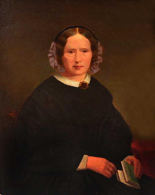 Appraisal: TH CENTURY ENGLISH SCHOOLPortrait of a lady holding a book