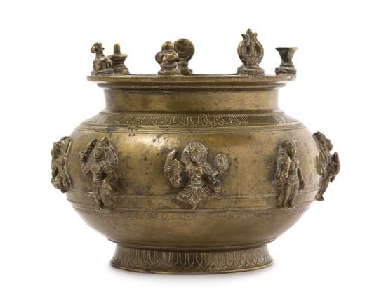 Appraisal: Sale Lot An Indian Bronze Offering Bowl of ovoid form