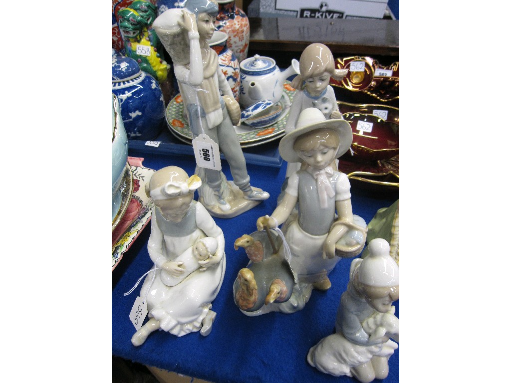 Appraisal: Lot comprising five Spanish figures including two Lladro figures of