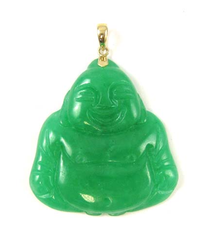 Appraisal: GREEN JADE AND KARAT GOLD BUDDHA PENDANT with yellow gold