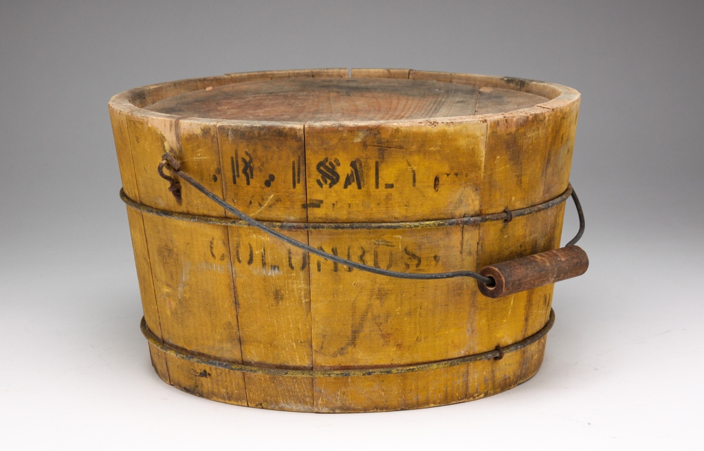 Appraisal: Early th century Stave constructed bucket with original yellow paint