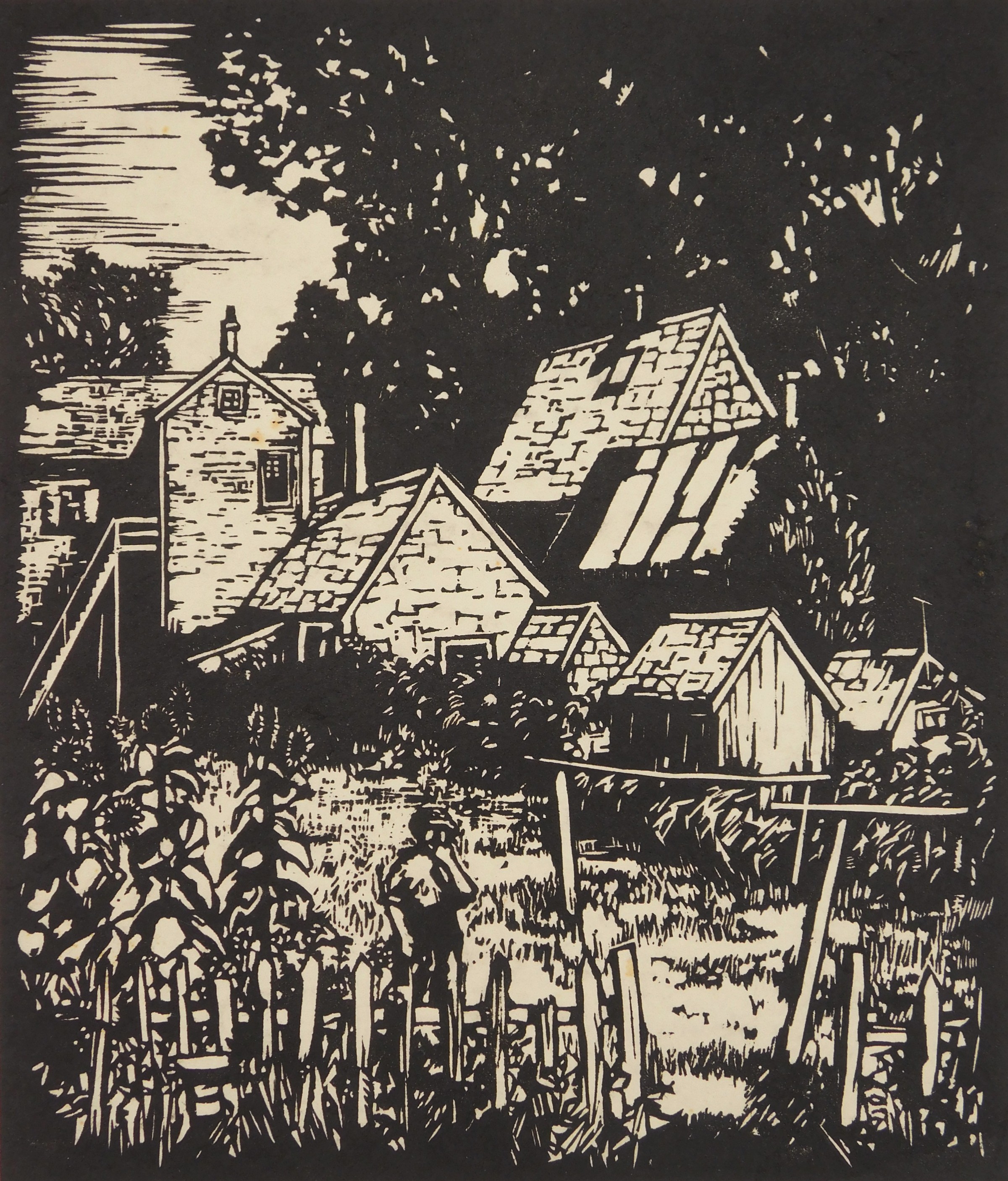 Appraisal: Tod Lindenmuth - The Back Yard''- woodblock ca signed and