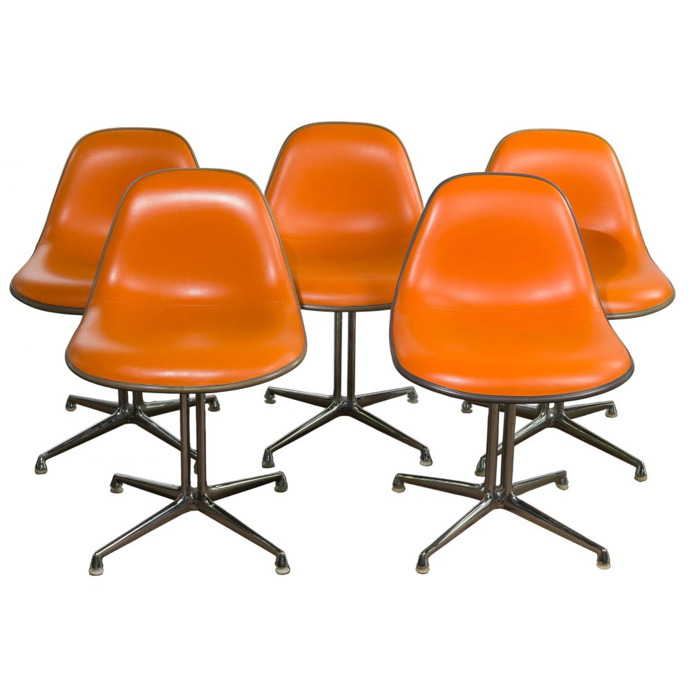 Appraisal: EAMES FOR HERMAN MILLER SHELL CHAIR COLLECTION items having orange