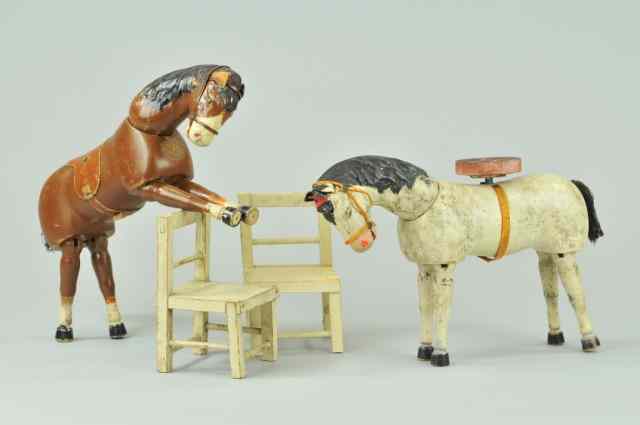 Appraisal: LOT OF TWO SCHOENHUT HORSES Both have painted leather ears