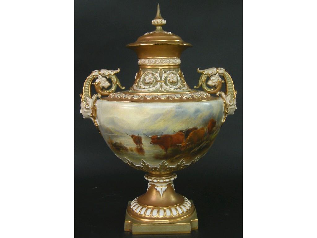 Appraisal: Fine and impressive Royal Worcester large twin handled vase and