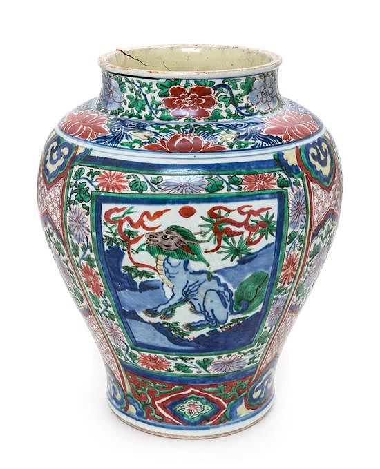 Appraisal: A Wucai Porcelain Jar Height inches A Wucai Porcelain Jar