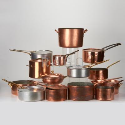 Appraisal: COPPER KITCHENWARE Eleven pieces including saucepans and stockpots most with