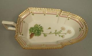 Appraisal: FLORA DANICA by ROYAL COPENHAGEN Handled Dish Bo FLORA DANICA