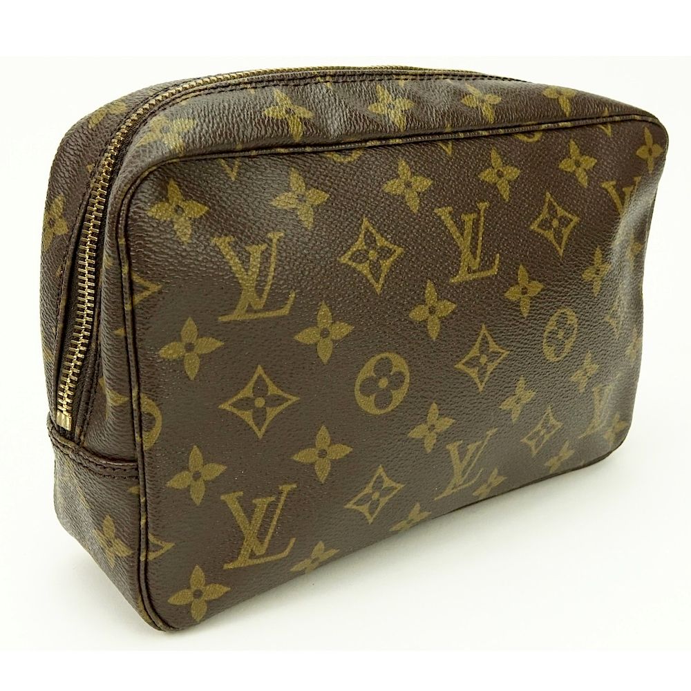 Appraisal: Louis Vuitton Brown Canvas Monogram Toiletry Pouch Louis Vuitton Brown