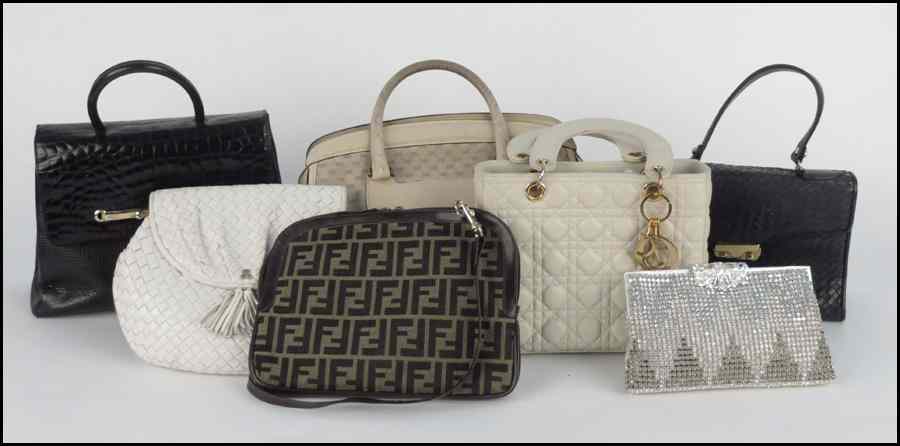 Appraisal: GUCCI MONOGRAMMED CANVAS AND LEATHER HANDBAG Together with a Fendi