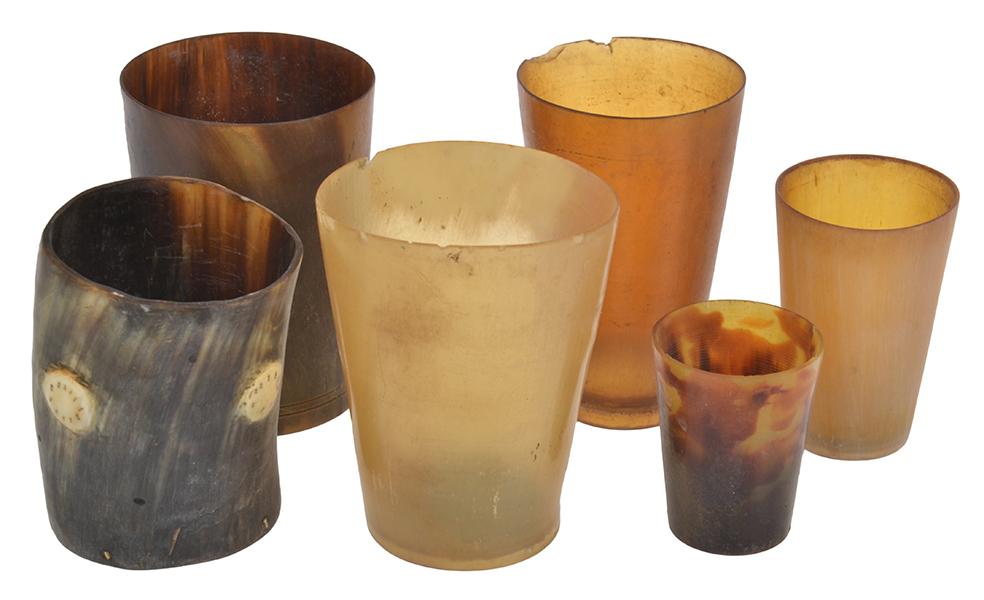 Appraisal: GROUP OF SIX UNMACTHED HORN BEAKERS IN GRADUATING SIZES