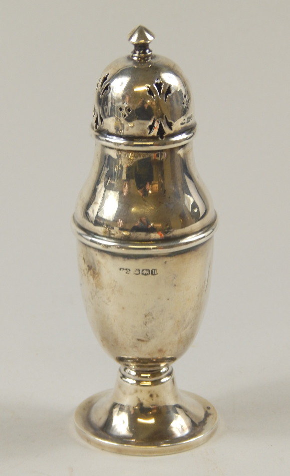 Appraisal: A George VI silver sugar castor with a turned finial